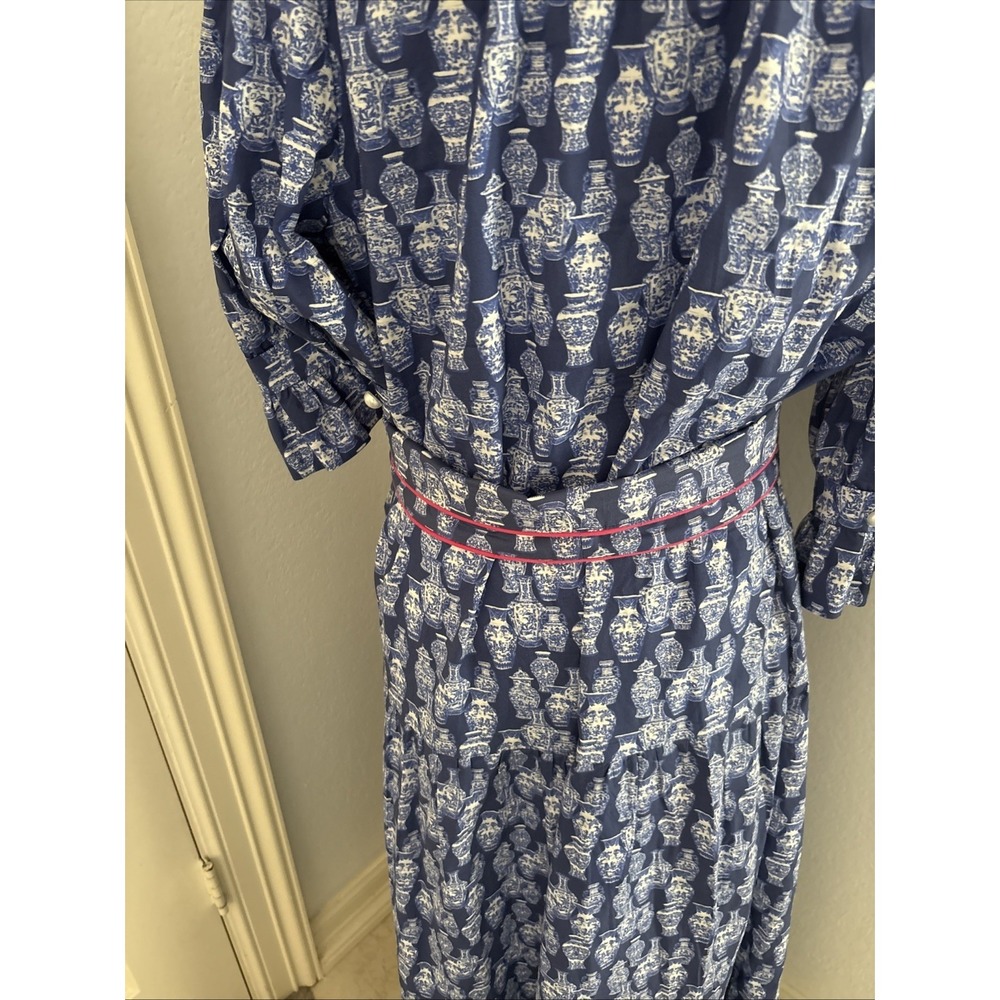 Pittypats Clothing Co Arcadia Dress XL Blue White Ginger Jar Chinoiserie Maxi - Picture 10 of 11